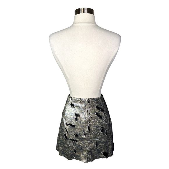 Free People Skinny Flip Sequin Camo Print Mini Skirt - Size 4 - Picture 8 of 12